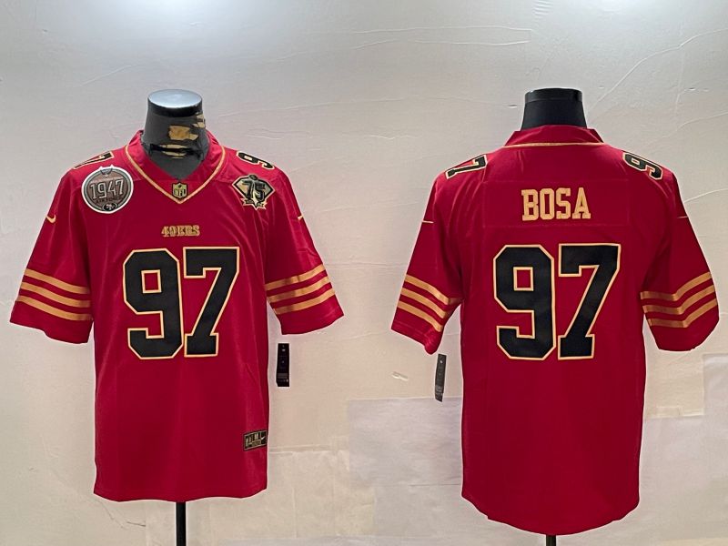 Men San Francisco 49ers #97 Bosa Red Gold 2024 Nike Limited NFL Jersey style 12301